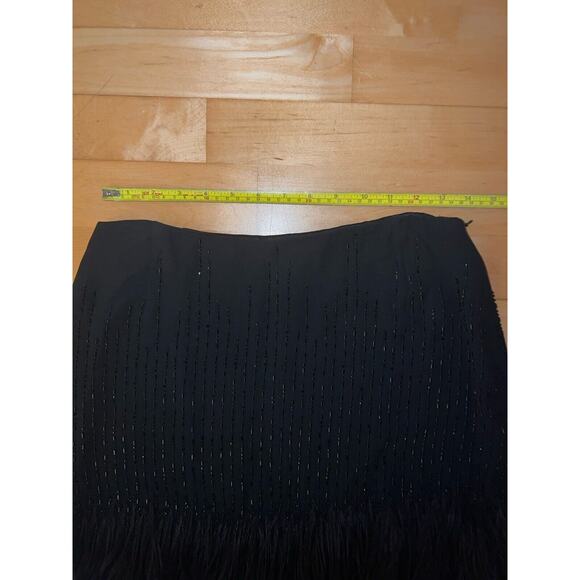 NWOT Ralph Lauren Black Label Ostrich Feather Beaded Sequin Mini Skirt Silk 10 - Picture 8 of 9